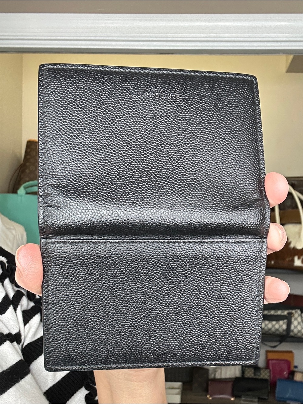 Saint Laurent Black Pebbled Leather Compact Wallet - Picture 11 of 11